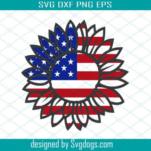 Sunflower Svg, American Flag For 4th Of July Svg, Patriotic Sunflower Svg, USA Svg