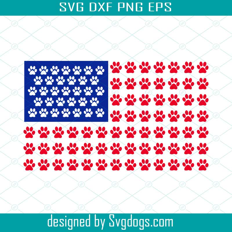 American Flag Paw Print Svg, 4th Of July Svg, Dog Mom Svg, Usa Flag Svg