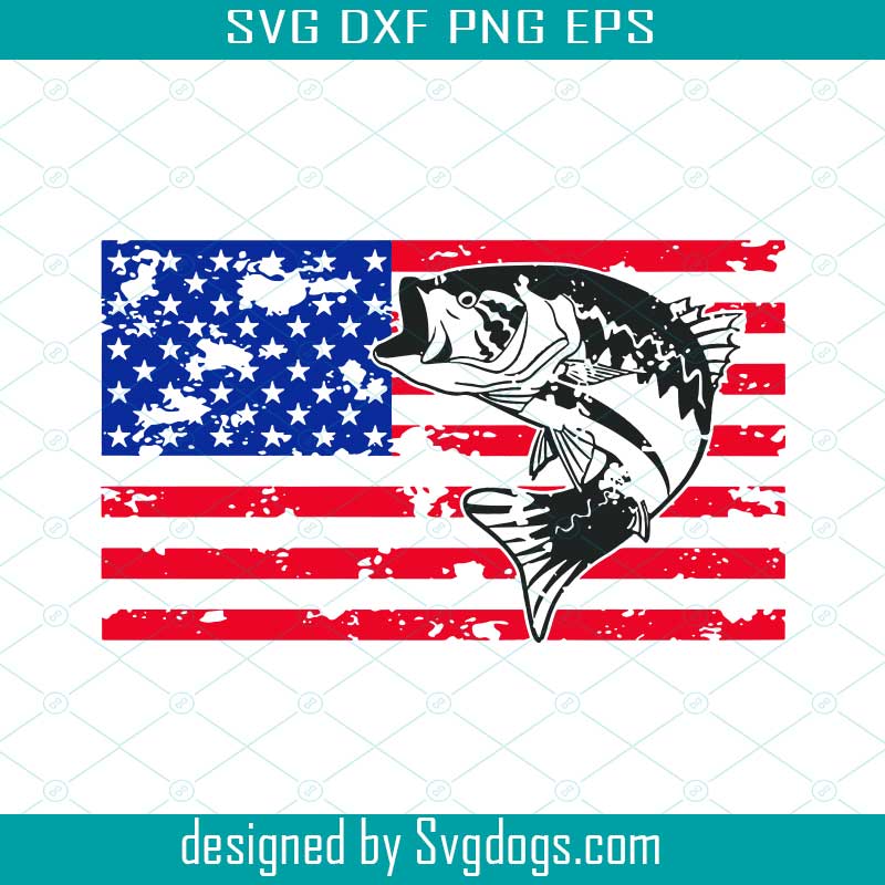 Download Fishing USA flag SVG, Fishing svg, Bass svg, 4th of july ...