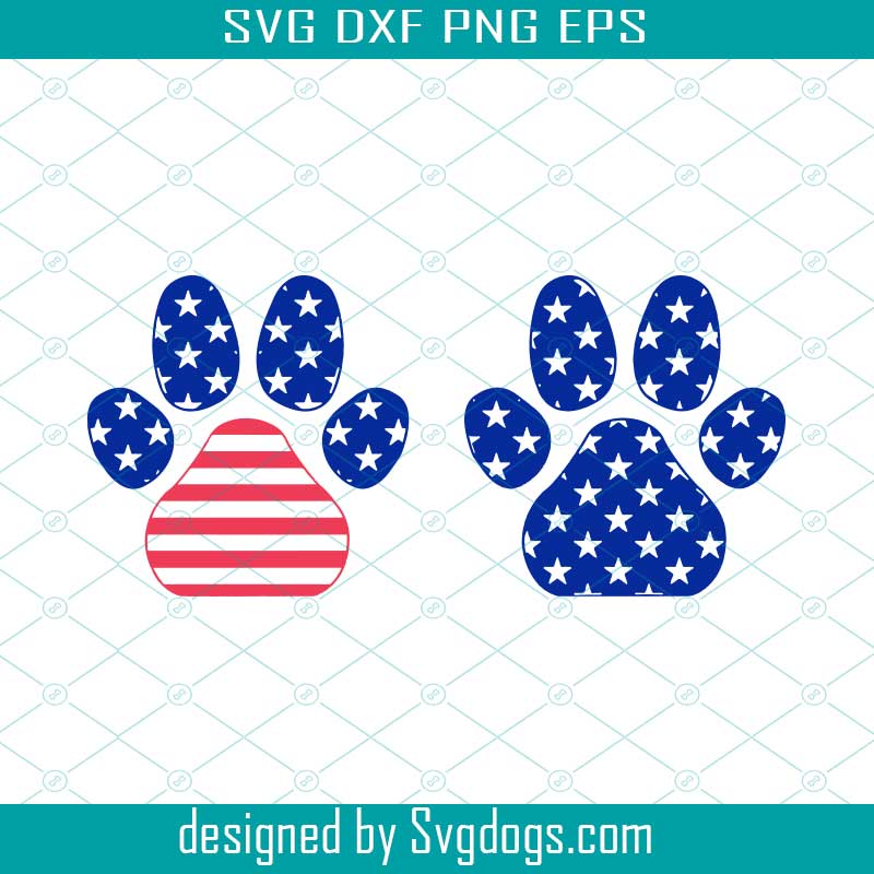 July 4th Paw Prints Svg, Paw Dog Svg, 4th Of July Svg, Patriotic Svg, America Svg