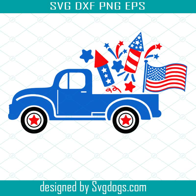 4th of July Svg, Truck 4th of July  Svg, Independence Day Svg, American Flag Svg