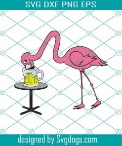 Flamingo Drinking Beer SVG