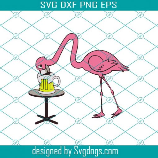 Flamingo Drinking Beer SVG, Flamingo SVG, Beer SVG