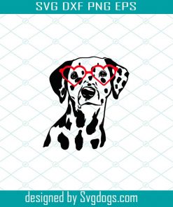 Black Dog Dalmatian Heart Shaped Glasses SVG, Love Dog Svg, Dog Svg