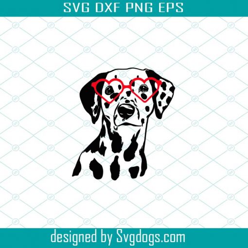 Black Dog Dalmatian Heart Shaped Glasses SVG, Love Dog Svg, Dog Svg