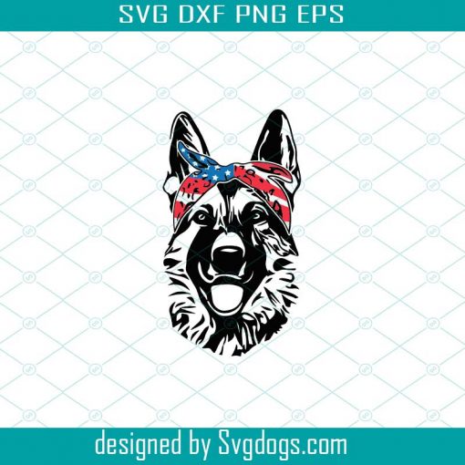 German Shepherd USA Head Dog 4th July Svg, German Shepherd Svg, Fourth Of July Dog Svg, July 4th German Shepherd Svg