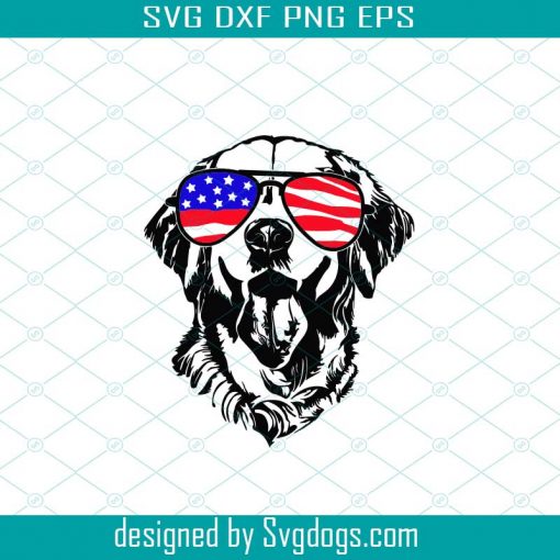 Bulldog USA Flag Glasses Paw Svg, Dog 4th Of July Svg, Golden Retriever Dog USA Glasses 4th July Bulldog Puppy Svg