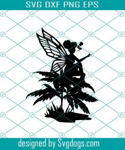 Fairy Smoking Weed Svg, Cannabis Fairy Smoking Joint Svg