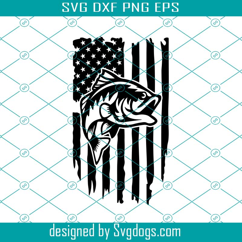Fishing Distressed American USA Flag SVG, Fishing svg