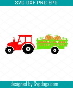 Pumpkin tractor svg, tractor with pumpkins svg