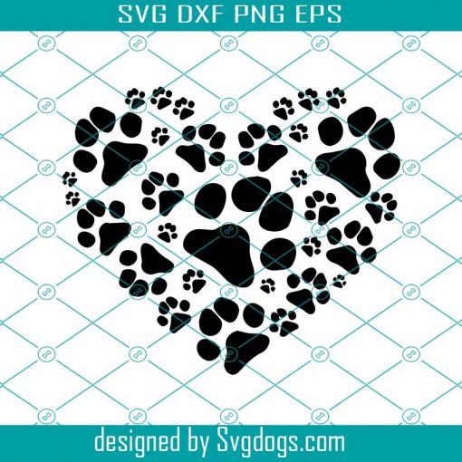 Dog paw heart Svg - SVGDOGS.COM