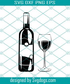 Wine bottle and glass SVG , Alcohol drink  Bar Svg