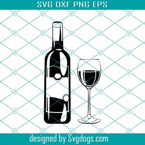 Wine bottle and glass SVG, Alcohol drink  Bar Svg, Alcohol svg