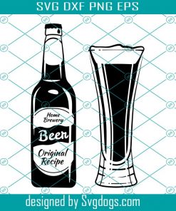 Beer bottle and glass SVG, Brewery logo Alcohol drink svg, Craft Beer svg, Pub menu svg