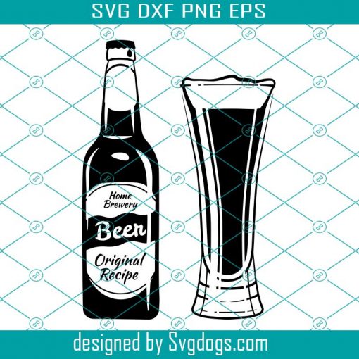 Beer bottle and glass SVG, Brewery logo Alcohol drink svg, Craft Beer svg, Pub menu svg