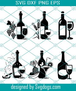 Wine Bottles and Glasses SVG