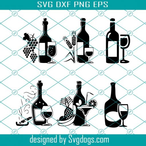 Wine Bottles and Glasses SVG