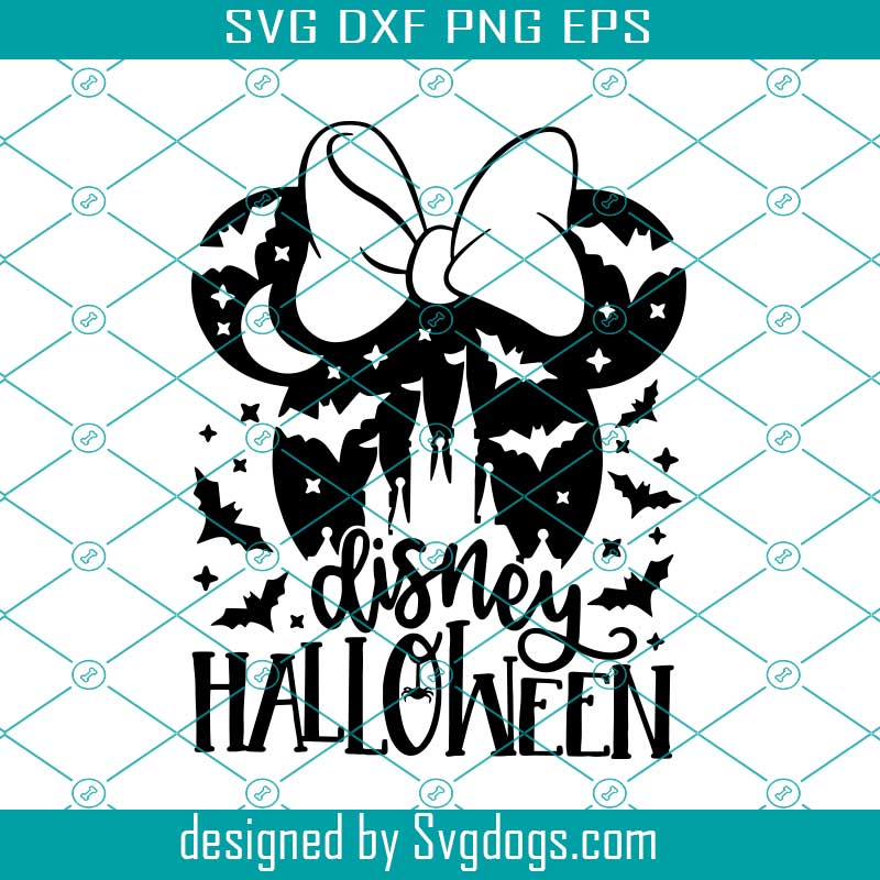 Disney Halloween Svg, Halloween Castle Svg, Minnie Head Bats Svg