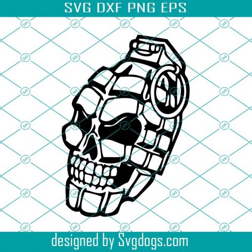 Skull Grenade Army Marine Svg, Skull Grenade Logo Svg, Weapon BombSvg, Explosive Death Svg, Biker Explosion Military Svg