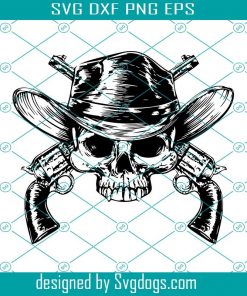 Skull Guns Pistol Revolver Cowboy Pirate Tattoo Death Biker Skull Motorcycle Club Grim svg