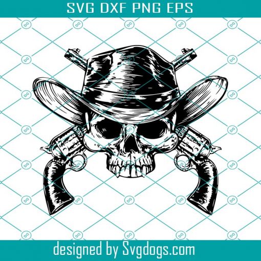 Skull Guns Svg, Pistol Revolver Cowboy Svg, Tattoo Death Biker Svg, Skull Motorcycle Svg, Club Grim Svg