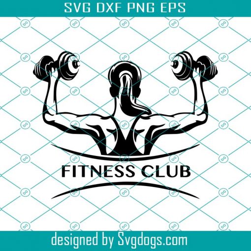 Gym Logo Fitness Club Svg, Women Muscle Fit Svg, Weightlifting Bodybuilding Svg, Workout Gym Weights Flex Svg