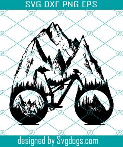 Mountain Biking SVG, Mountain Cut Files for Cricut, Bike Silhouette, Adventure Vector File, Camping svg