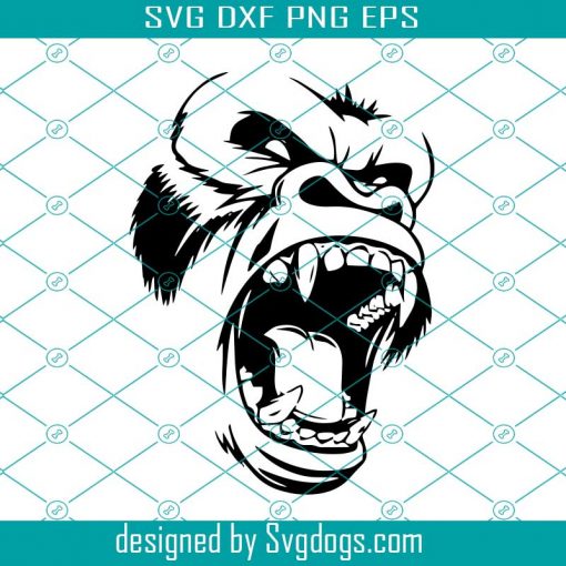 Gorilla Angry face Vector, King Kong svg, Strong monkey png, Gorilla svg, Monkey svg