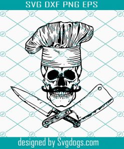 Chef Skull Svg, Knife Cook Svg, Kitchen Svg, Cooking Svg, Food Svg