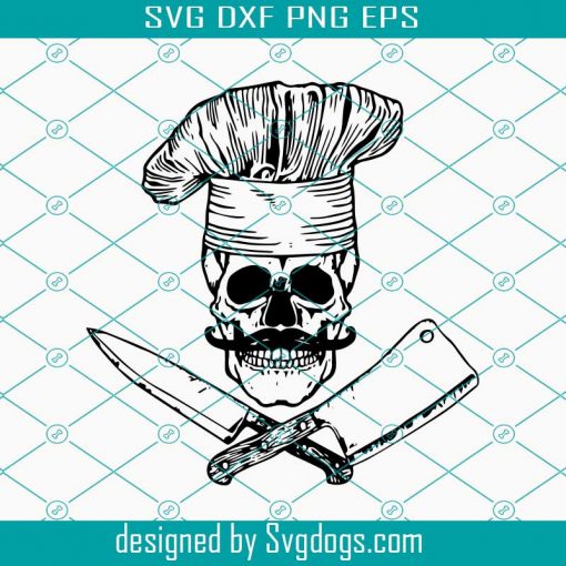 Chef Skull Svg, Knife Cook Svg, Kitchen Svg, Cooking Svg, Food Svg