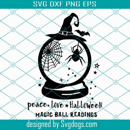 Peace Love Halloween Svg, Magic Ball Readings Svg, Halloween Svg