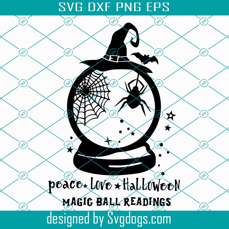 Download Peace Love Halloween Svg, Magic Ball Readings Svg ...