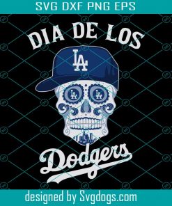 Dia De Los Los Angeles Dodgers Sugar Skull Svg, Los Angeles Dodgers Svg