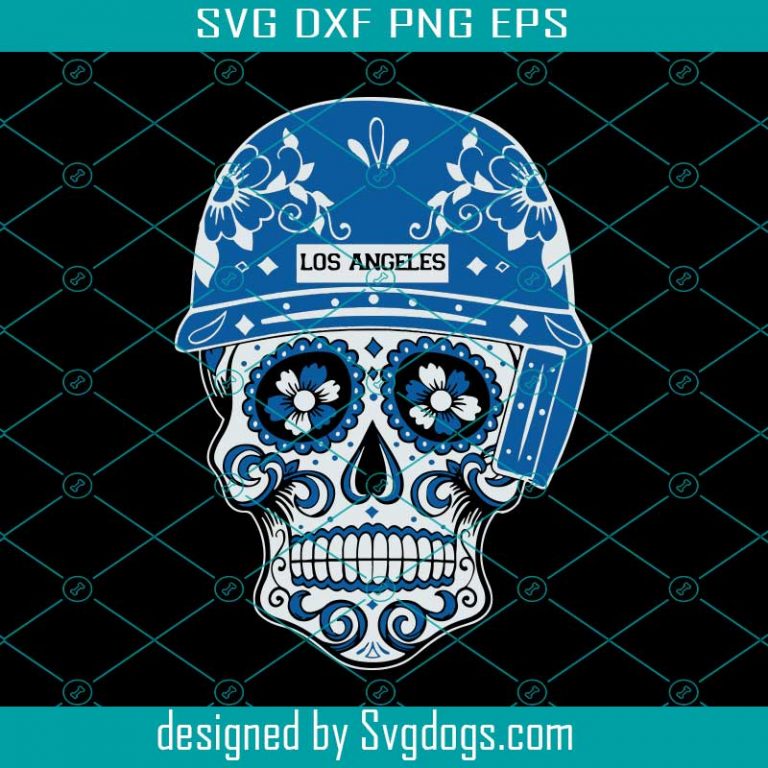 Los Angeles Dodgers baseball Sugar Skull Svg, Los Angeles Dodgers Svg