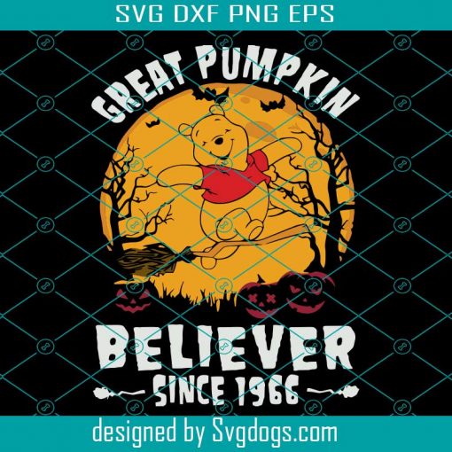 Cute Bear Great Pumpkin Believer Since 1966 Svg, Halloween Svg, Happy Halloween Svg, Halloween Gift Svg