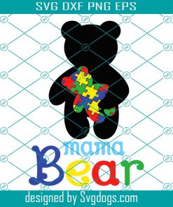 Autism mama bear svg, Autism awareness svg