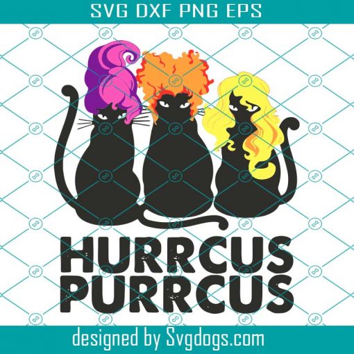 Cats Hurrcus Purrcus Svg, Cat mashup hocus pocus svg, Witches Halloween svg