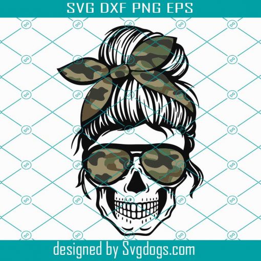 Camo Mom Skull svg, Messy bun skull svg, Mom life SVG, Momlife skull Svg, Patriotic svg