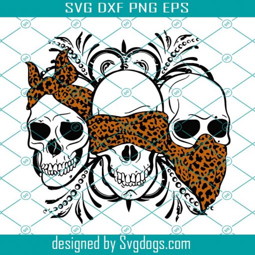 Three Skull No Speak No Hear No See Leopard SVG, Three Skull SVG, Hear See Speak No Evil Skull SVG