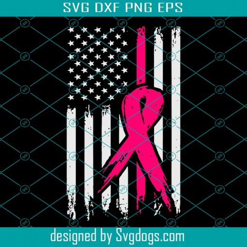 Pink Ribbon USA Flag SVG, Breast Cancer SVG, Grunge Cancer Svg, Breast Cancer Awareness Svg