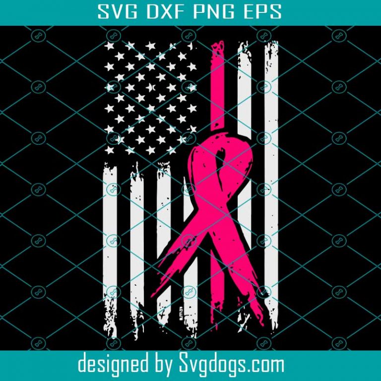 Pink Ribbon Usa Flag Svg Breast Cancer Svg Grunge Cancer Svg Breast Cancer Awareness Svg 2280