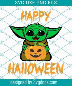 Happy Halloween Svg, Halloween Svg, Baby Yoda Svg, Pumpkin Svg, Mandalorian Baby Yoda Svg
