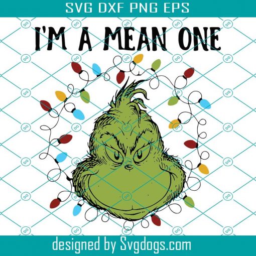 I A Mean One Svg, Christmas Svg, Grinch Svg, Light Bulb Svg, Grinch Head Svg, Merry Christmas Svg