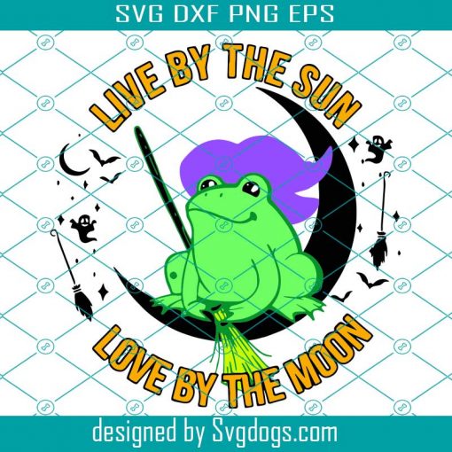 Live By The Sun Love By The Moon SVG, Halloween Frog SVG, Crescent Moon SVG