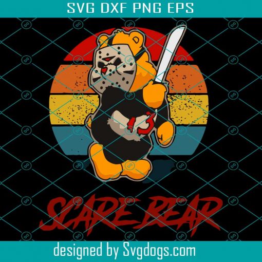 Scare Bear SVG, Halloween Bear SVG, Halloween Mask SVG, Sword SVG