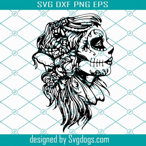 Mandala zentangle svg, Woman SVG, Sugar skull SVG