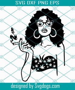 Afro Curly girl Smoking Weed Svg, Smoking Blunt Joint Svg, Cannabis Svg