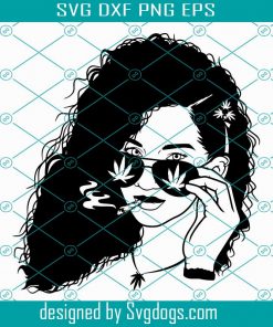 Pretty Curly girl Smoking Joint Svg, Curly woman smoking Join SVG, Sexy girl smoking joint SVG