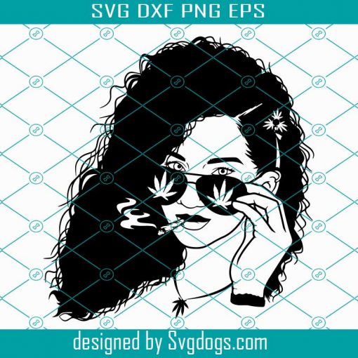 Pretty Curly girl Smoking Joint Svg, Curly woman smoking Join SVG, Sexy girl smoking joint SVG