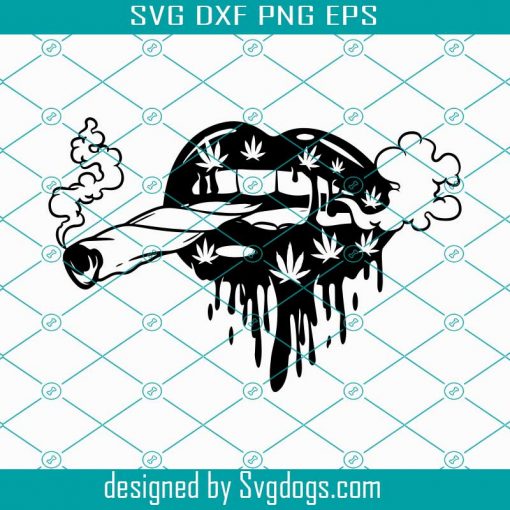 Dripping Lips Smoking Joint svg, Lips Smoking Joint svg, Smoking Cannabis Svg, Smoking Marijuana Svg, Weed Svg